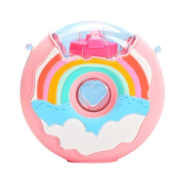 

Donuts Regenboog Water Cups Waterkoker Kind Stro Fles Band Cartoon Baby Vrouwelijke Mannelijke Zomer Leuke Anti-Fall Draagbare