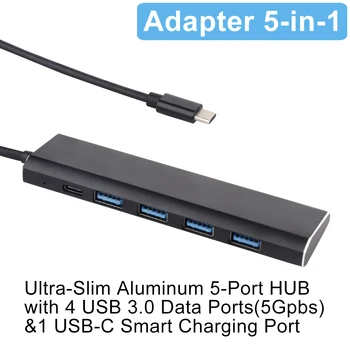 

5 in 1 Multi USB C Hub Hub 3.0 to USB Hub Adapter Splitter Port PD Charge for Most Laptops Computer for MacBook HP DELL Lenovo