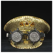 Стимпанк Новая Мужская Женская Полицейская шляпа с черным металлическим классом капитан шляпа для взрослых шляпа для выступлений военная шляпа 3 размера