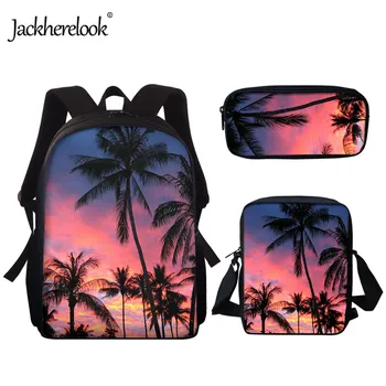 

Jackherelook Tropical Plant Flower Print School Bags for Teenage Fashion 3pcs/Set 15 Inch Book Schoolbag Children Bag Hot 2020