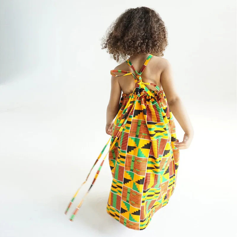 Одежда для девочек в африканском стиле; детская одежда; Bazin Riche Dashiki; модные милые платья в полоску с принтом; комбинезоны для малышей с повязкой на голову