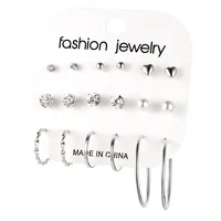 Crystal Stud Earrings Set With Card Zircon Balls Love Flowers Earrings Women Imulated Pearl Earring Kit Wedding Bride  Jewelry 2