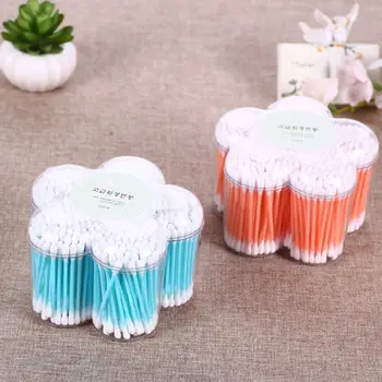

Flower-shaped 500pcs Boxed Colorful Plastic Rod Double-head Plastic Stick Cotton Swab (random Color)B