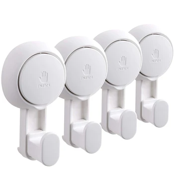 

4 Pcs Suction Shower Hook Reusable Practical Hook Heavy Vacuum Suction Cup Home Kitchen Bathroom Wall Hook Hanger Suitable For T