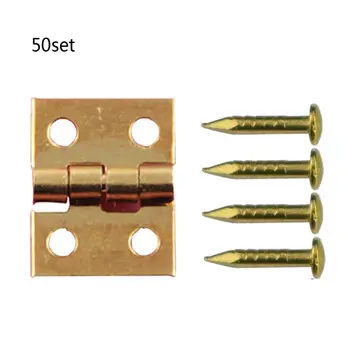 

50Pcs Copper Super Mini Folding Hinge Wooden Jewelry Box Hinge Fittings Dollhouse Wood Door Butt Hinge Hardware Nail