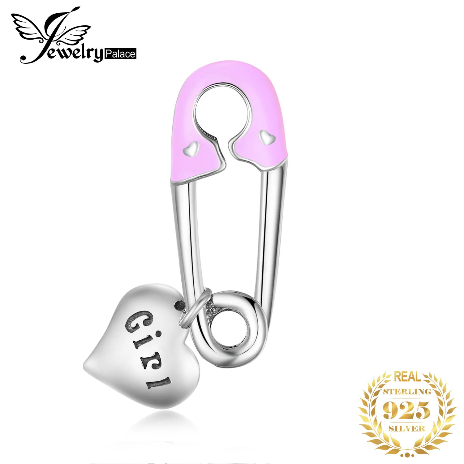 

JewelryPalace 925 Sterling Silver Pink Enamel Paper Clip Dangle Girl Star Charm Beads Fit Bracelets New Hot Sale For Women