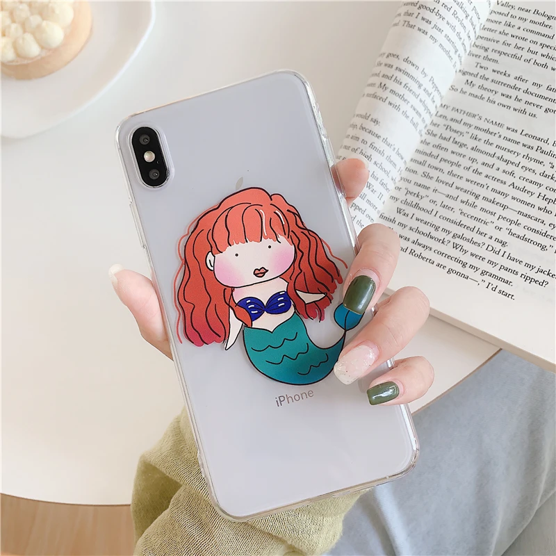 Korea Cartoon Floral Phone Case for Iphone X Xs Max Clear Painted Soft Tpu Silicon 6s 7 8plus Back Cover |