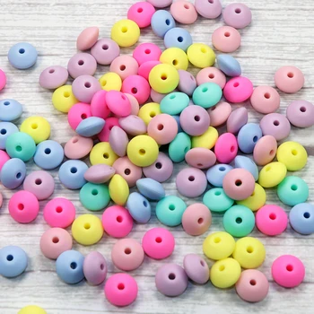 

BOBO.BOX 300pcs/lot 12mm Silicone lentil Beads Silicone Teething BPA Free DIY Charms Newborn Nursing Accessory Teething Necklace