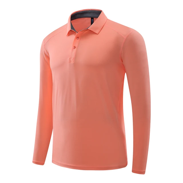 Men Fitness Long Sleeve Quick Dry Tennis Golf Shirt Bodybuilding Workout Long Top Casual Man Running Sportswear orange
