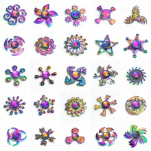 10 шт./лот Радужный ручной Спиннер для пальцев глаз Гальванизированный Гибридный подшипник Zilver цинковый сплав металл EDC три Спиннер