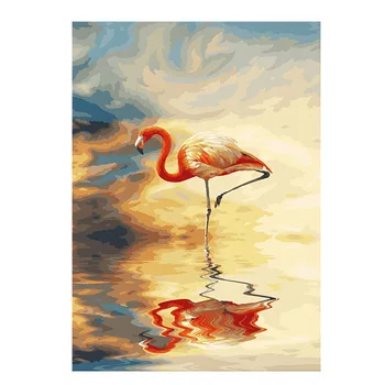 

Hand Painted Flamingo Decorative Oil Painting Canvas and Posters Nordic Animal Wall Pictures For Living Room Unframed