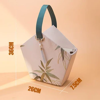 

Angelatracy 2020 DIY Pentagon Embroidery Handle Swing Material Kit Bag Set Gift Bamboo Green Chinese Bag Fashion Totes Handbag