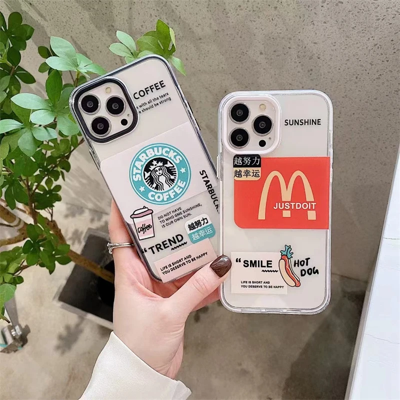 Creative milk tea burger mobile phone case for iPhone 7 8 XR XS 11 11Pro 12 13promax | Мобильные телефоны и аксессуары