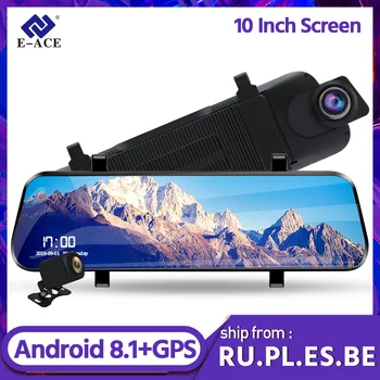 

E-ACE Android 4G GPS Navigators 10 Inch Car Dvr 1080P Video Recorder Rearview Mirror DVRs With WiFi Buletooth Android ADAS