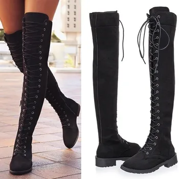 

Autumn And Winter Pop Womens Over The Knee Boots With Flat Boots Fashion Riding, Equestrian Womens Overknee Shoes