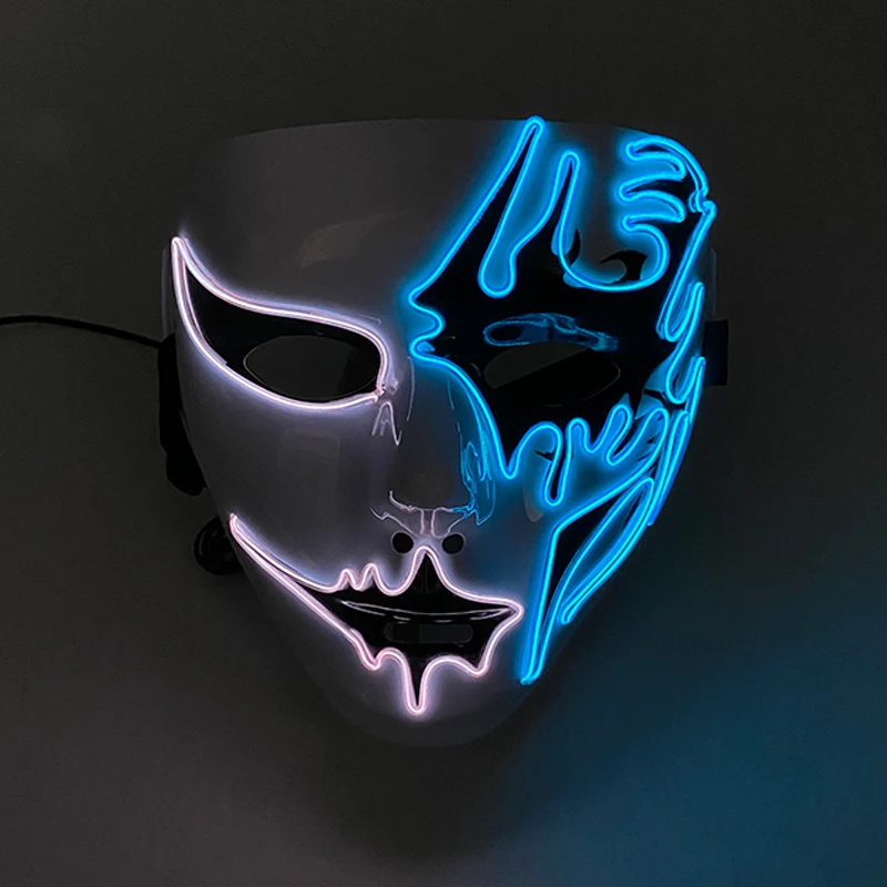 Masque DHalloween Lumineux À LED Mascara Qui Brille Dans Le Noir Masques De Cosplay Accessoires Dhorreur Néon Pour Fête DHalloween Du 3,42 € | DHgate
