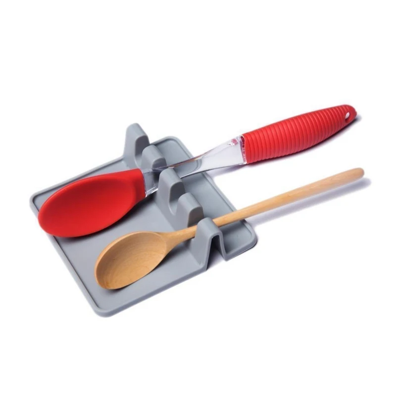 2 шт Силиконовые/PP ложки restмногофункциональный ковш кухонные инструменты для приготовления пищи посуда держатель для кухонной лопатки Жаростойкие полки для хранения - Цвет: 2 gray