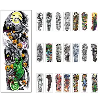 

1pc Waterproof Temporary Tattoo Sticker Full Arm Large Size Fish Tattoo Tigers Tatoo Dragons Skeletons Fake Sleeve Peacock V0W9