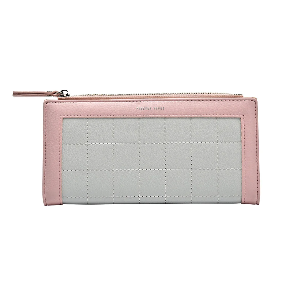 

Zipper Phone Pack Fashion Quilting Plaid Pu Leather Credit Card Holders Female Bifold Long Clutch Wallets Women Lady Wallets