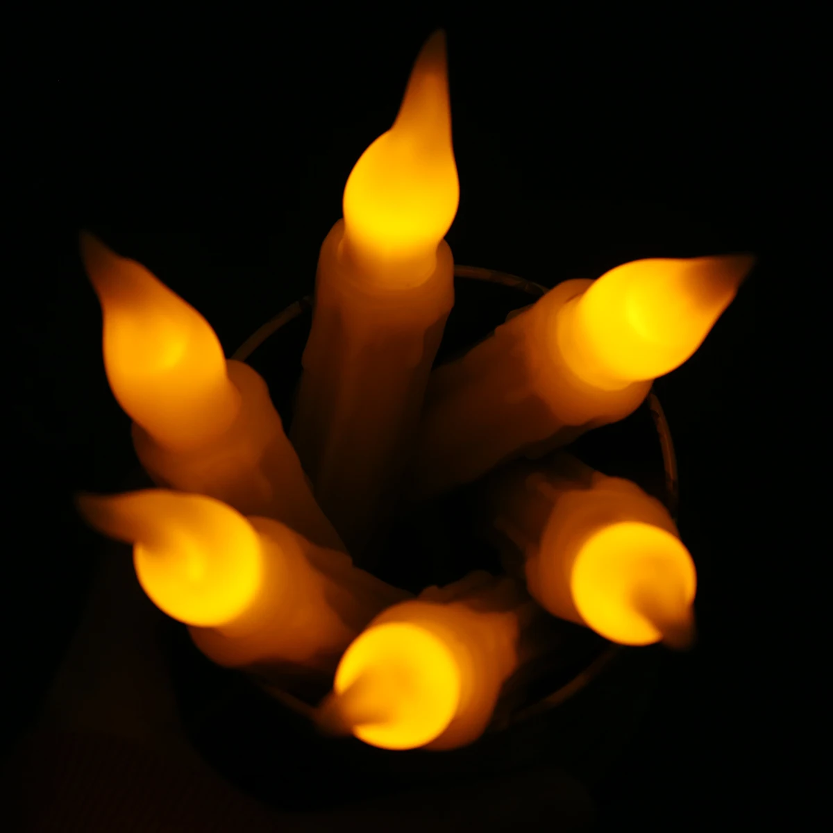 6Pcs Yellow Flickering Electronic Candles Remote Control Candles Lights Flameless LED Taper Candle for Home Homemory Decoration
