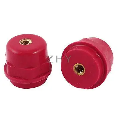 

2 Pcs Red Resin M8 Female Threaded Enhanced Busbar Insulator Supporter