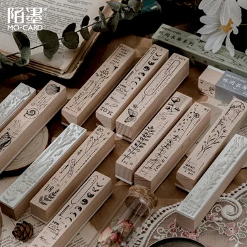 

Vintage Stamps Wooden Rubber Stamps With Flower Plants For Letters Diary Craft Scrapbooking