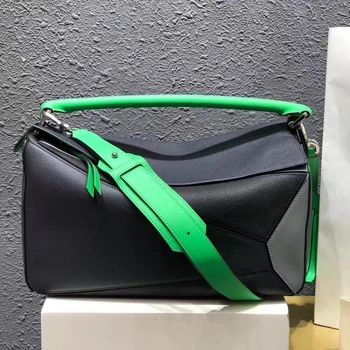 

Cow Genuine Leather Multi-color Geometric Bag Shoulder Bag Women Shoulder Diagonal Bag Totes Luxury Brand Crossbdy Ins Popular