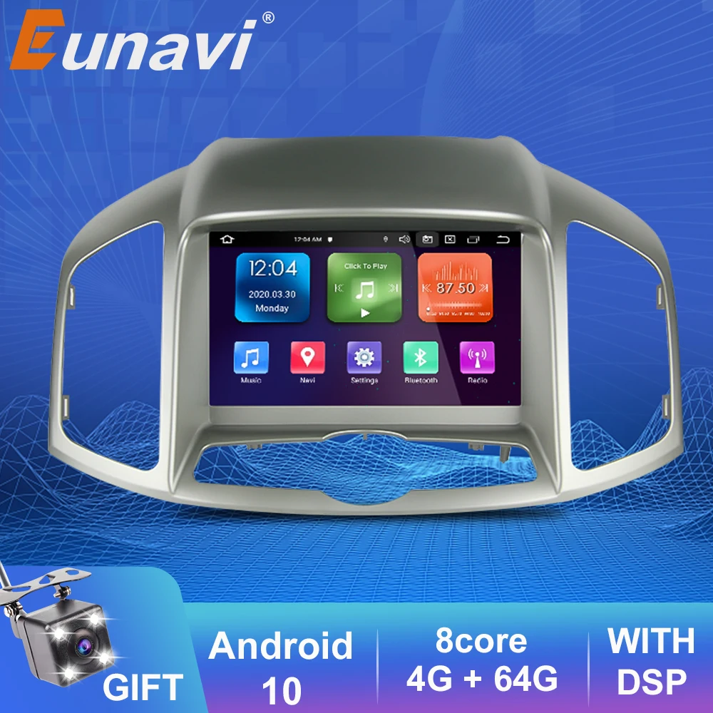 

Автомагнитола Eunavi, 2 Din, Android 10, мультимедийный видеоплеер для Chevrolet Captiva 2012-2016, GPS-навигация, Автомобильное видео carplay dsp