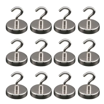 

12pcs Home Mini Neodymium Holder Kitchen Ultra Strong Support Wall Hook Magnetic Circular Hanger Metal Surface