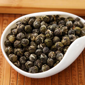 

2020 Jasmine Tea Pearls Natural Fresh Jasmine Dragon Pearl Green Tea "Hua Lun Zhu (Jasmine Pearl of The Dragon)", Green Leaf,