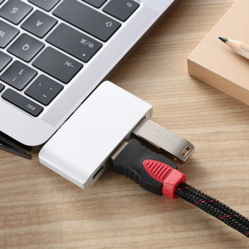 Двойной тип-c поворот HDMI три-в-одном адаптер преобразования для Apple ноутбук Mac поворот HD 4k адаптер Многофункциональный