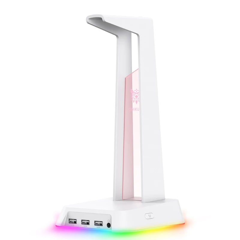

H052 RGB Headphones Stand with 3.5mm AUX and 3 USB Ports Portable Headset Holder for Gamer Desktop Table Game Earphone