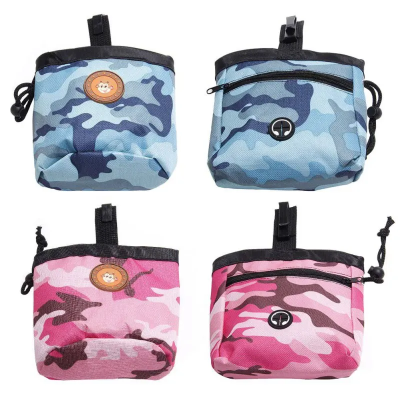 Mascota Oxford camuflaje adiestramiento al aire libre, perro Nylon forro de tela Portátil Bolsa de la cintura Snack