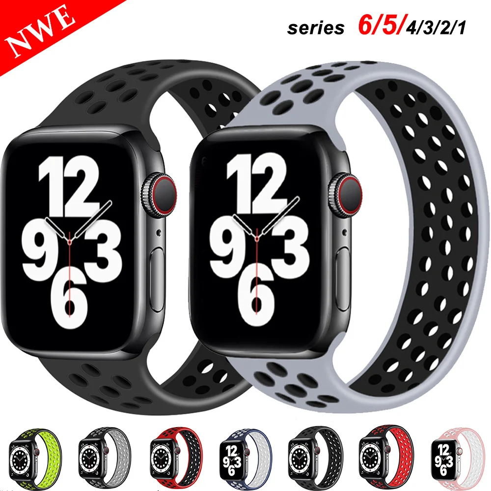 

Solo Loop strap for Apple Watch Band 44mm 40mm 38mm 42mm Elastic Silicone bracelet accessories iWatch Series 5 3 SE 6 4 2 42 mm