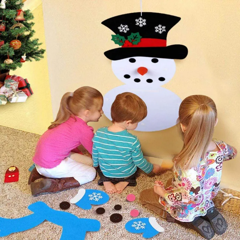 

Christmas DIY Snowman Set with 31 Pcs Detachable Accessories Wall Hanging Handmade Puzzle Decorations for Kid Gift