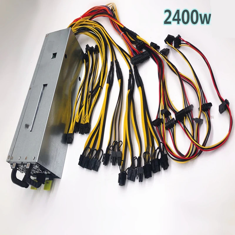 Multi channel Video Card Power Supply Rated 2400W Peak 2600W Mining
