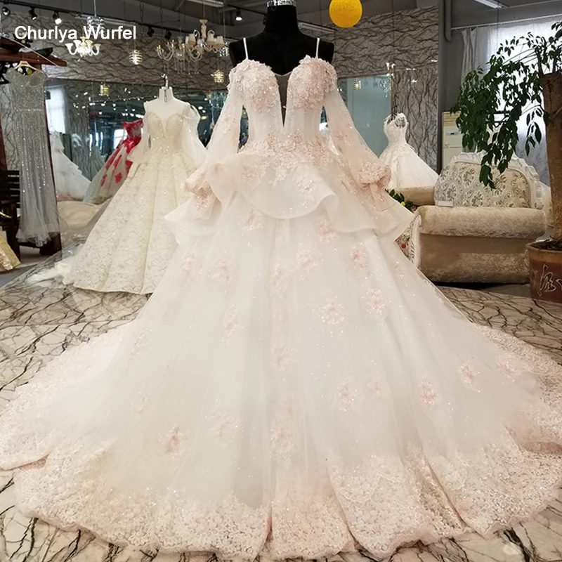 LS1987 свадебное платье красивое с кружевным цветком и длинным китайским