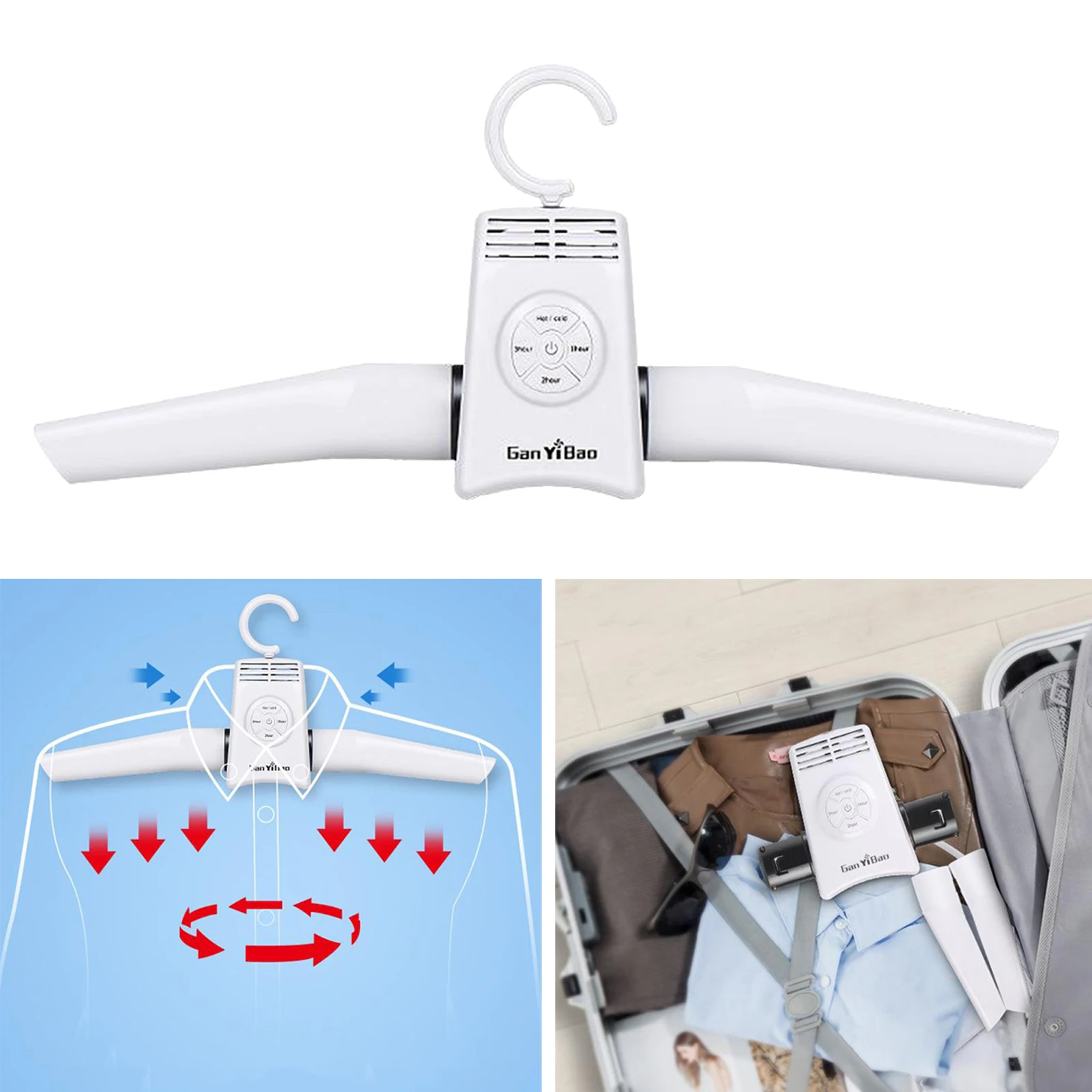 Portable Electric Folding Clothes Hanger Dryer Drying Rack Travel Laundry