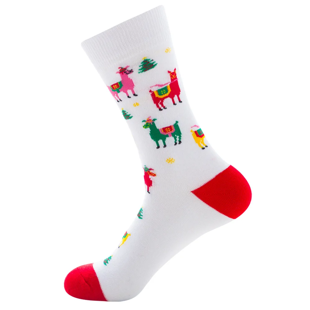 Хлопковые рождественские носки большого размера для мужчин; Новинка года; сезон осень-зима; новогодние носки с изображением Санта-Клауса и рождественской елки с изображением снежного лося - Цвет: 11