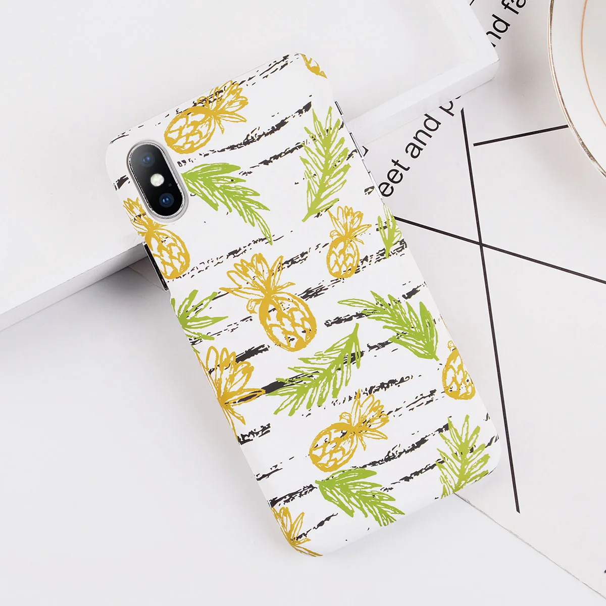 Moskado Жесткий PC чехол для телефона iPhnoe 7 8 6 6s Plus Кактус Цветок Лист Чехол для iPhone X XS Max XR карамельный цвет полное покрытие Капа - Цвет: 1373