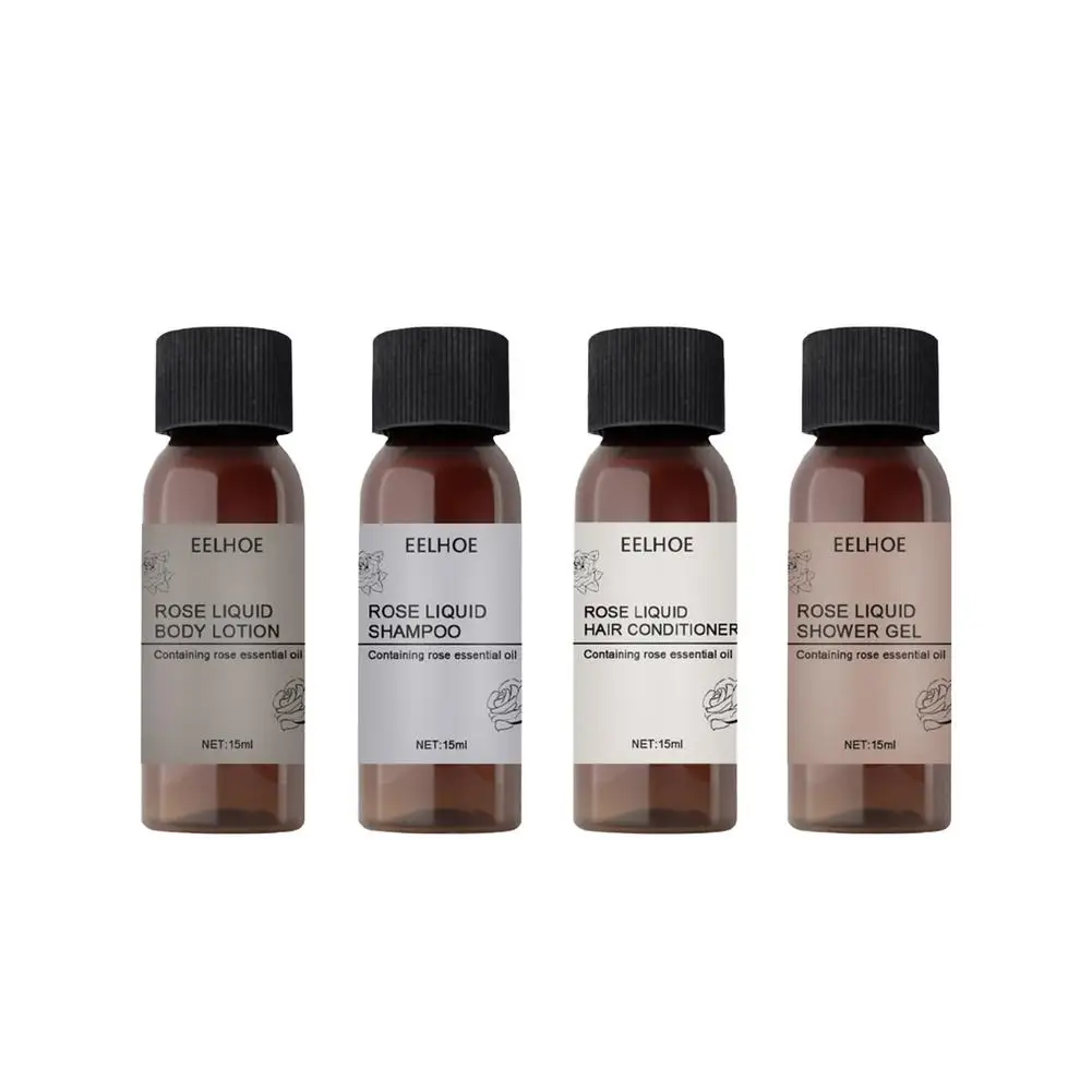 4pcs Set Protable Rose Liquid Body Shower Hair Conditioner Shampoo Body Lotion Travel Set For Women Body Hair Care 15ml Aliexpress