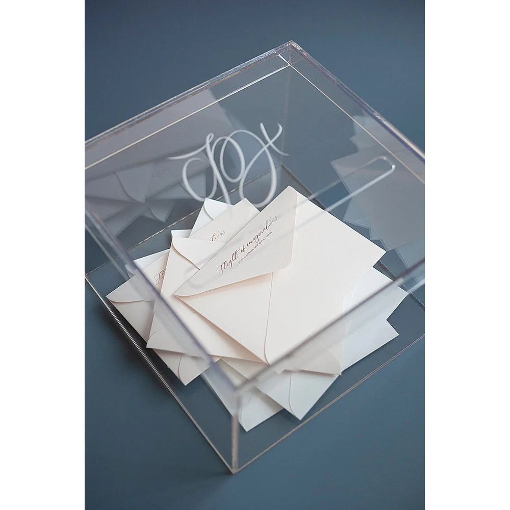 

Personalized Wedding Card Box Clear with Lid Keepsake Box Card Box Wedding Card Holder for Weddings Baby Showers 25x20x20cm