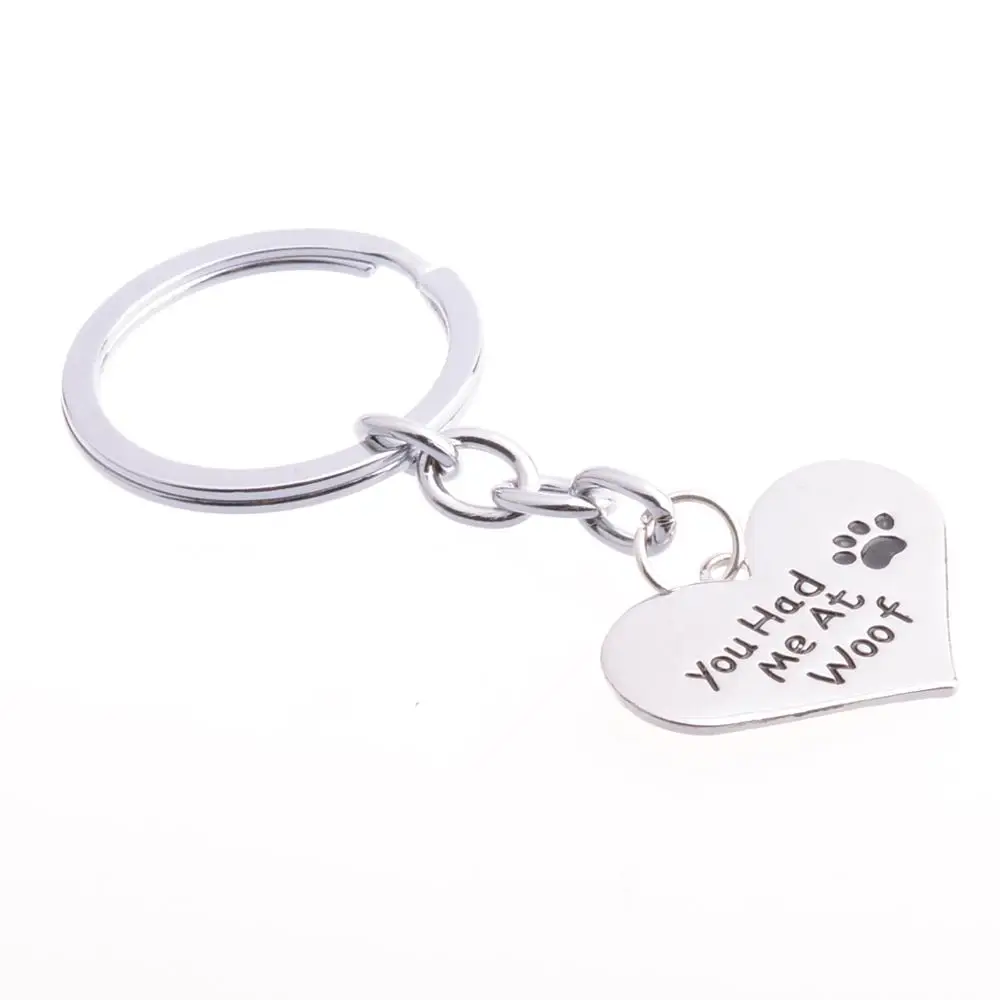 

36PC You Had Me At Woof Pet Dog Paw Keyrings Heart Pendant Charm Keychains Pet Animals Lovers Women Men Gifts Jewelry Key Rings