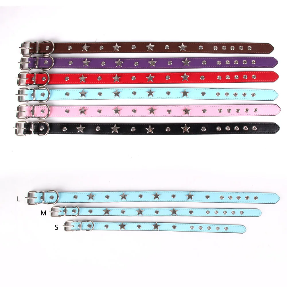Leather Star Pet Dog Collar Adjustable Dogs CatsCollars Control Handle Training Pet Cat Dog Puppy Collar Pet Supplies Products