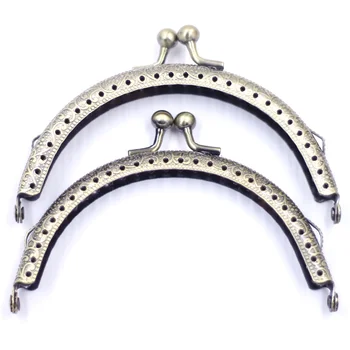 

10Pcs Bronze Tone Balls Head Flower Carved Arched Frame Kiss Clasps Lock Purses Bags Handbag Handle DIY Accessories 10.5cm