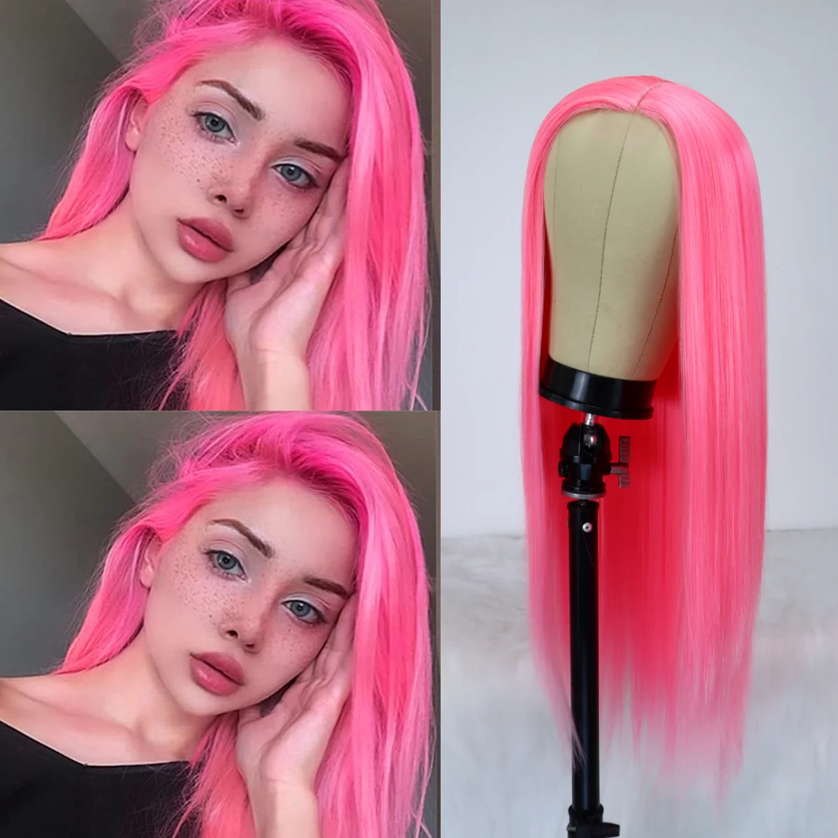 Pink Synthetic Lace Front Wigs Pink Lace Wig Women Synthetic Pink