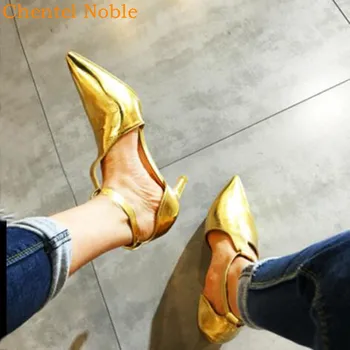 

Summer Newest Chentel Noble Manual Pointed Toe High Heel Women Sandal 2019 T Band Decoration Buckle Sandals Ladies Big Size