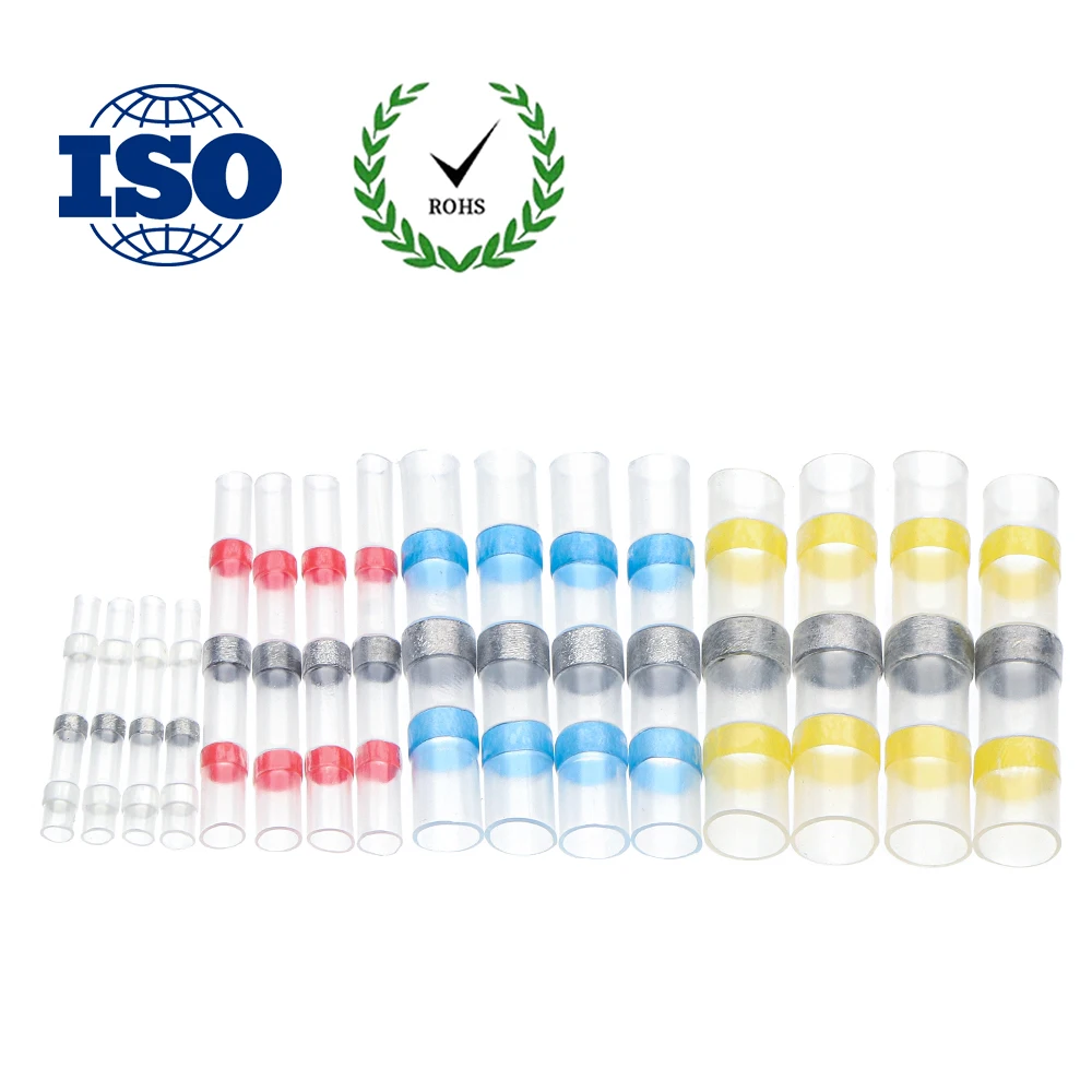 50PCS Solder Seal Wire Connectors Waterproof Heat Shrink Butt Connectors Electrical Wire Terminals Insulated Butt Splices