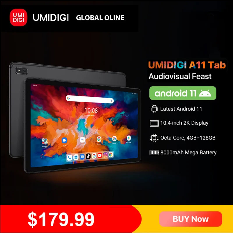 UMIDIGI A11 Tab Android 11 Octa Core 4GB 128GB 10.4&quot 2K Display Helio P22 8000mAh Mega Battery Tablet PC best android cell phone
