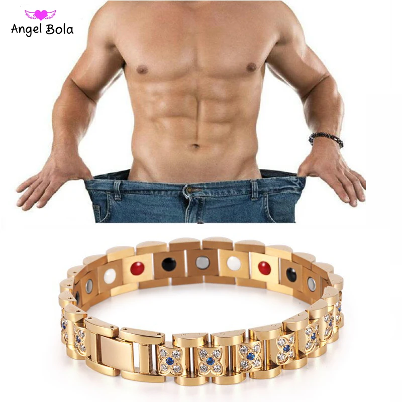 Titanium Steel Bracelet With Aaa Cz Bangle Healing Beads For